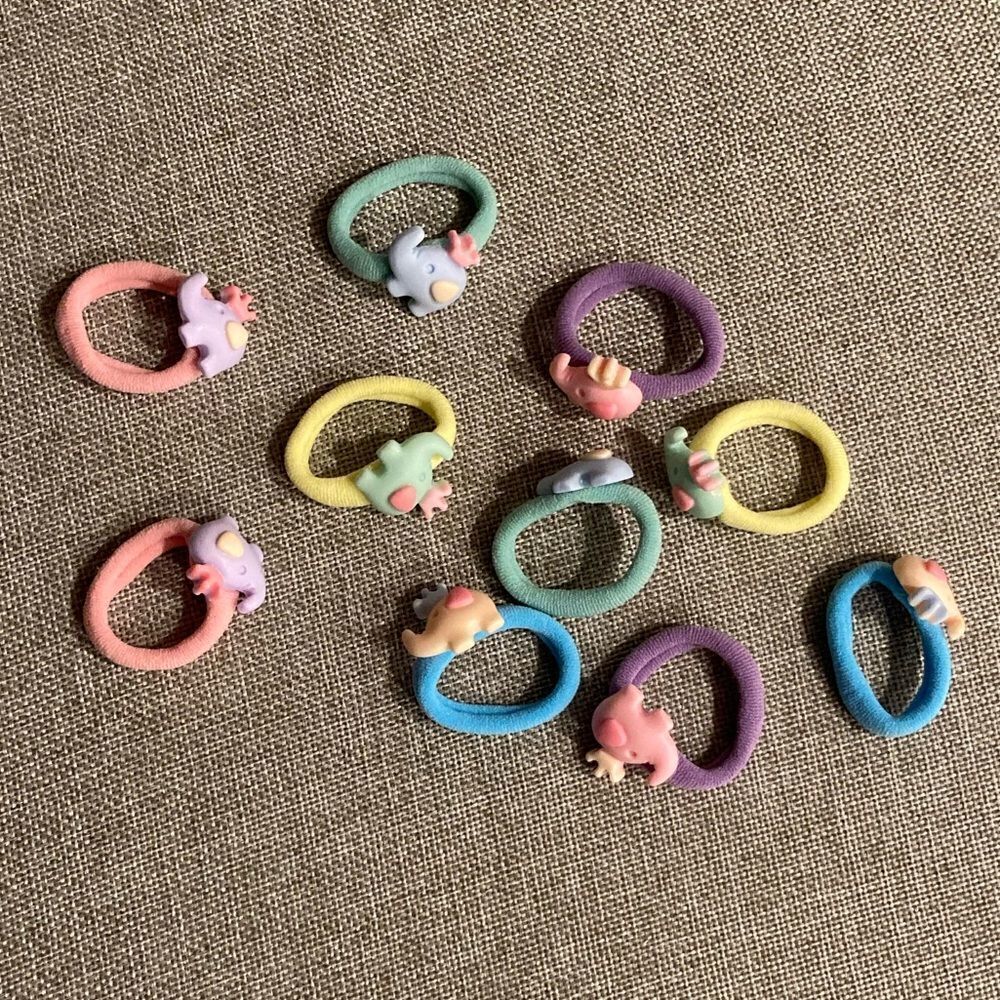 10 Multicolor Elephant Hair Ties - Picture 2 of 8